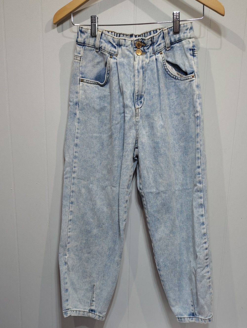 Zara Kids Girls Barrel Balloon Jeans Acid Wash Light Blue Elastic Waist 11-12